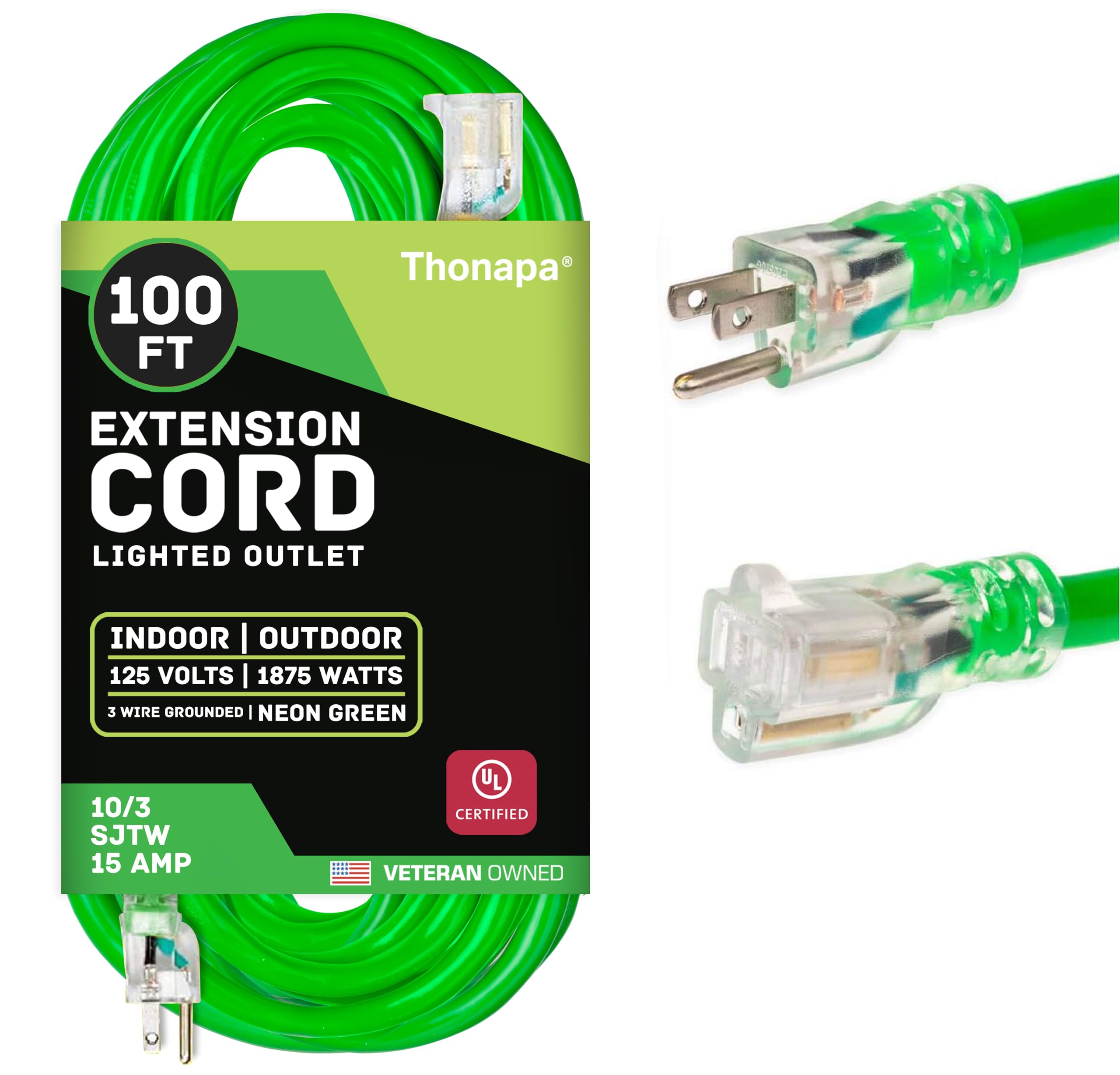 Amazon.com: Thonapa 10 Gauge Extension Cord 100 Ft, Weatherproof